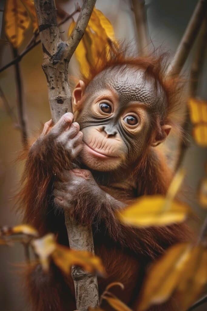 A baby orangutan