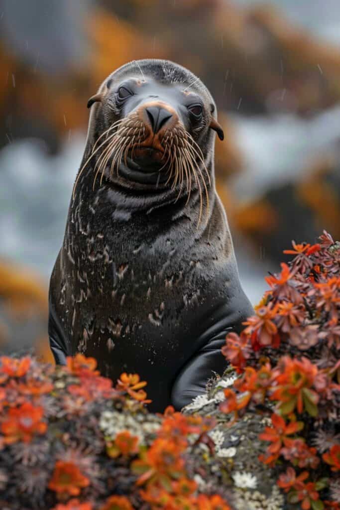 A black sea lion