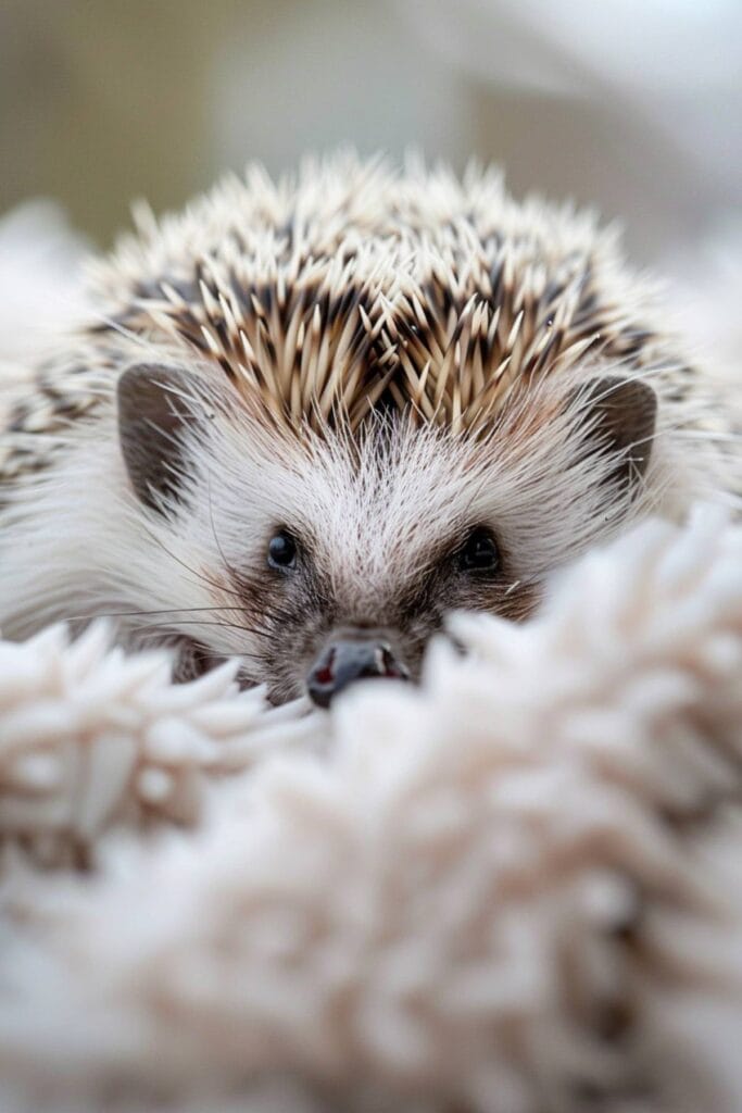 A hedgehog in the bed