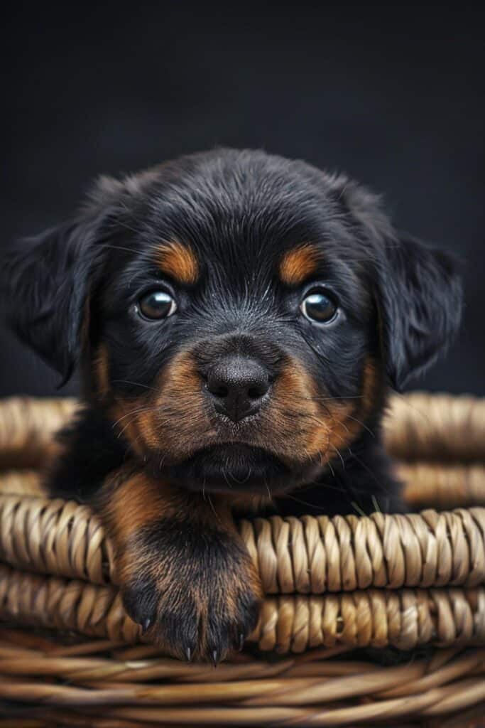 A rottweiler puppy