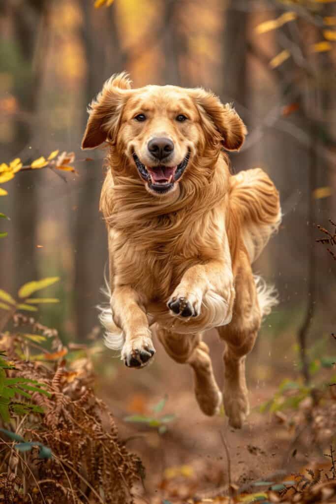 A running golden retriever