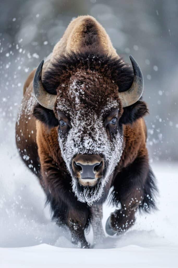 An attacking bison