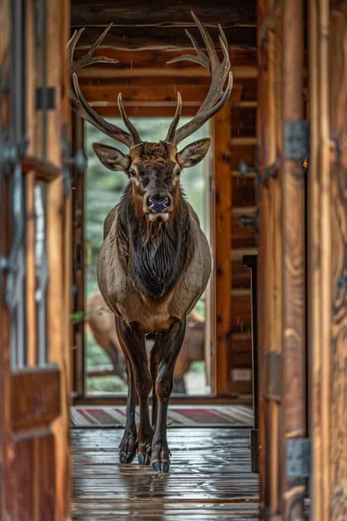 An elk in the house