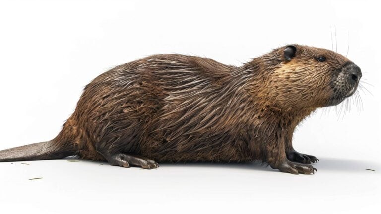 Beaver on white background