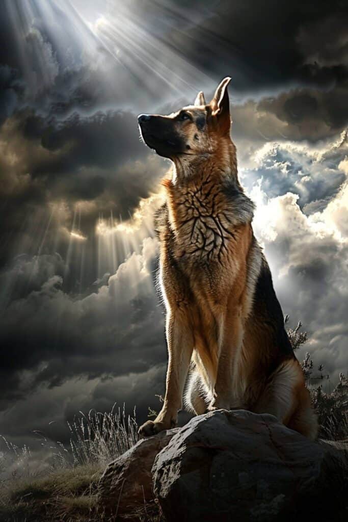 Biblical representation of a german shepherd