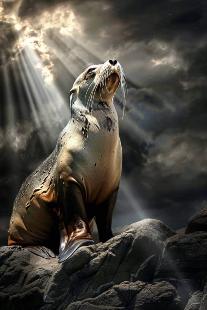 Biblical representation of a sea lion