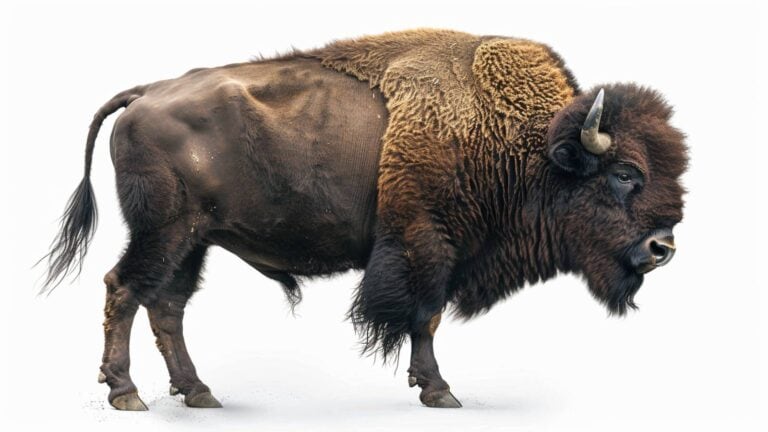 Bison on white background