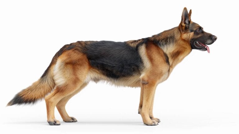 German Shepherd on white background