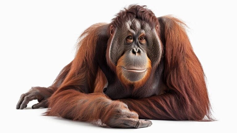 Orangutan on white background