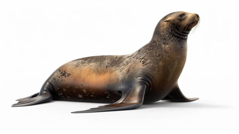 Sea lion on white background