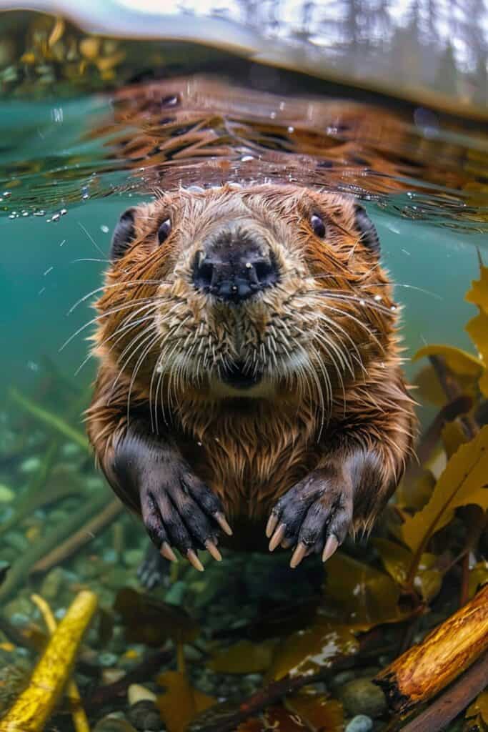 Swimming beaver