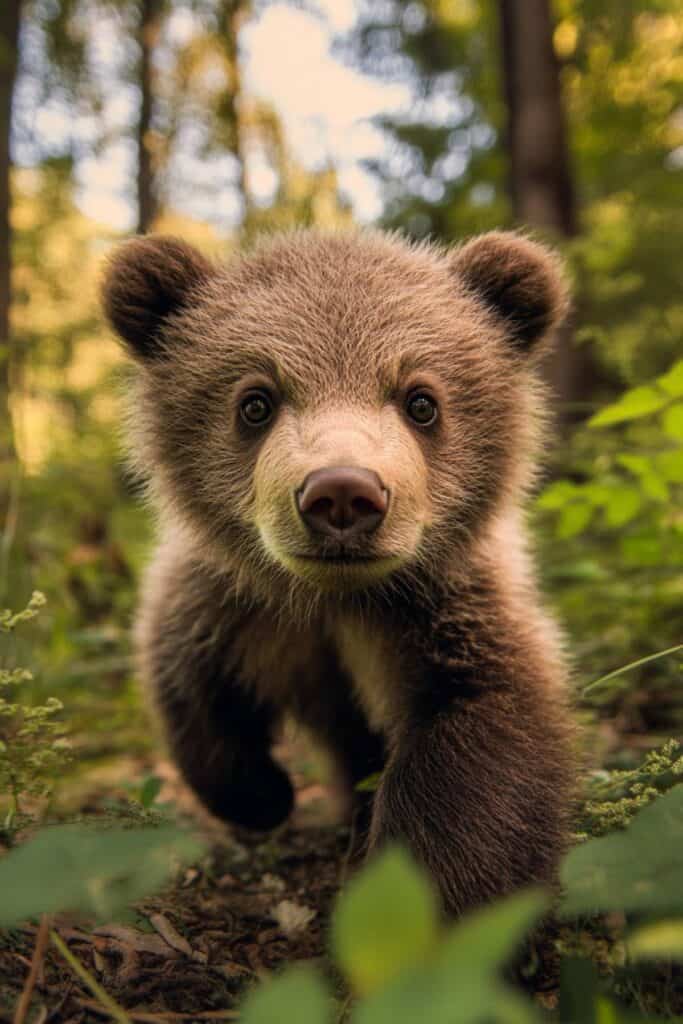 A brown bear cub