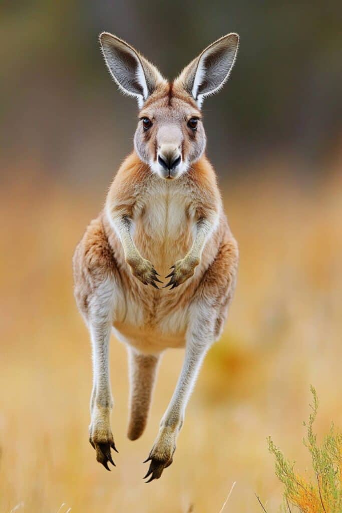 A kangaroo jumping