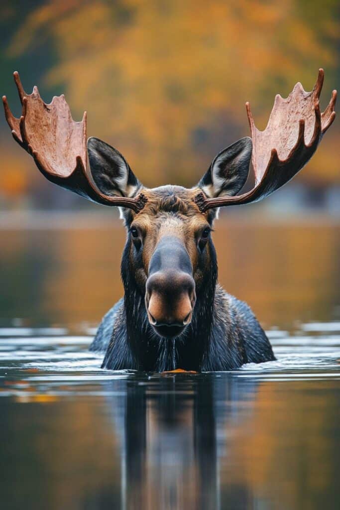 A swimming moose