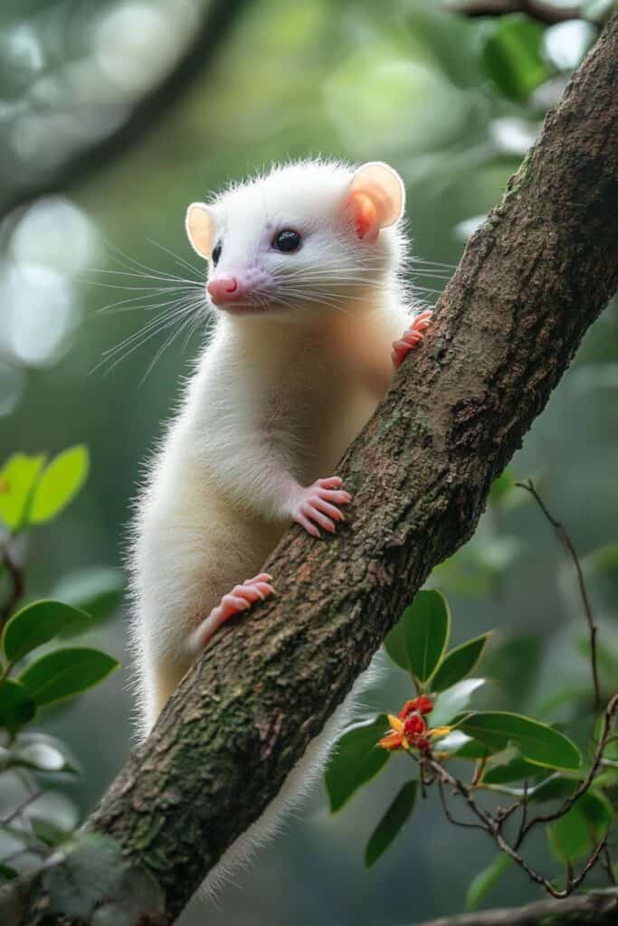 A white opossum