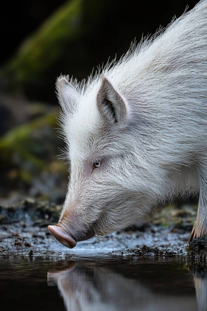 A white wild boar