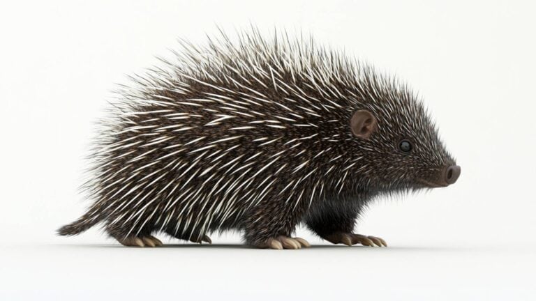 Porcupine on white background